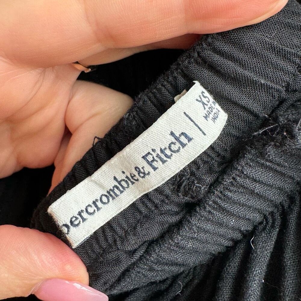 Abercrombie & Fitch Linen Blend Cut Open Open Black Maxi Vacation Dress Size XS - Picture 6 of 8